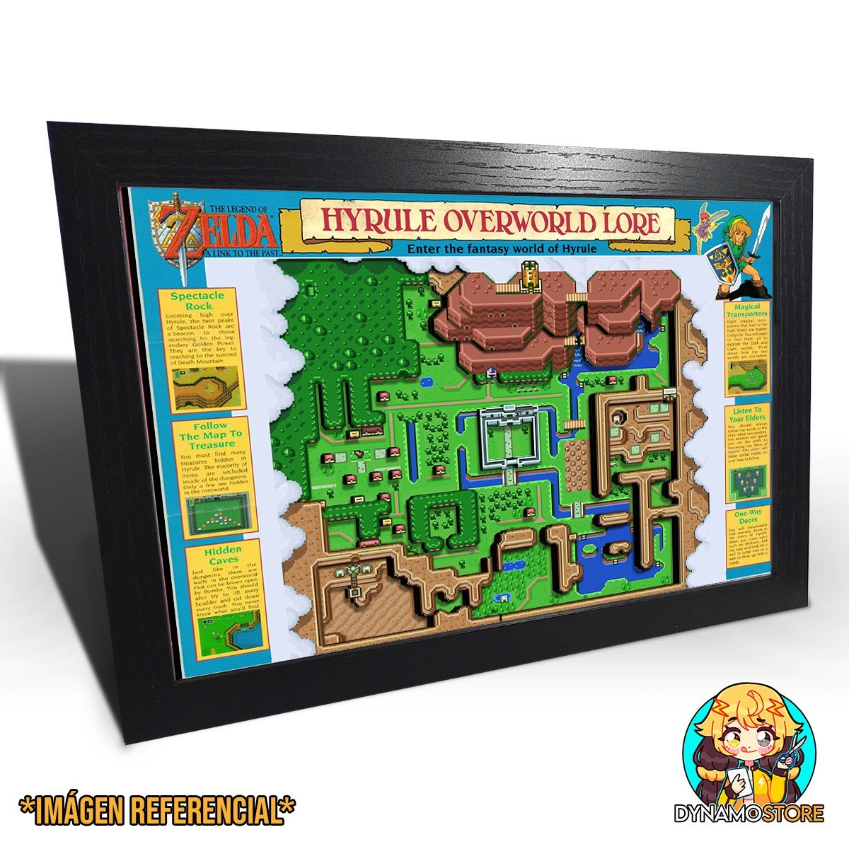 The Legend of Zelda: A Link To The Past Map 30x40 cm - Cuadro 3D