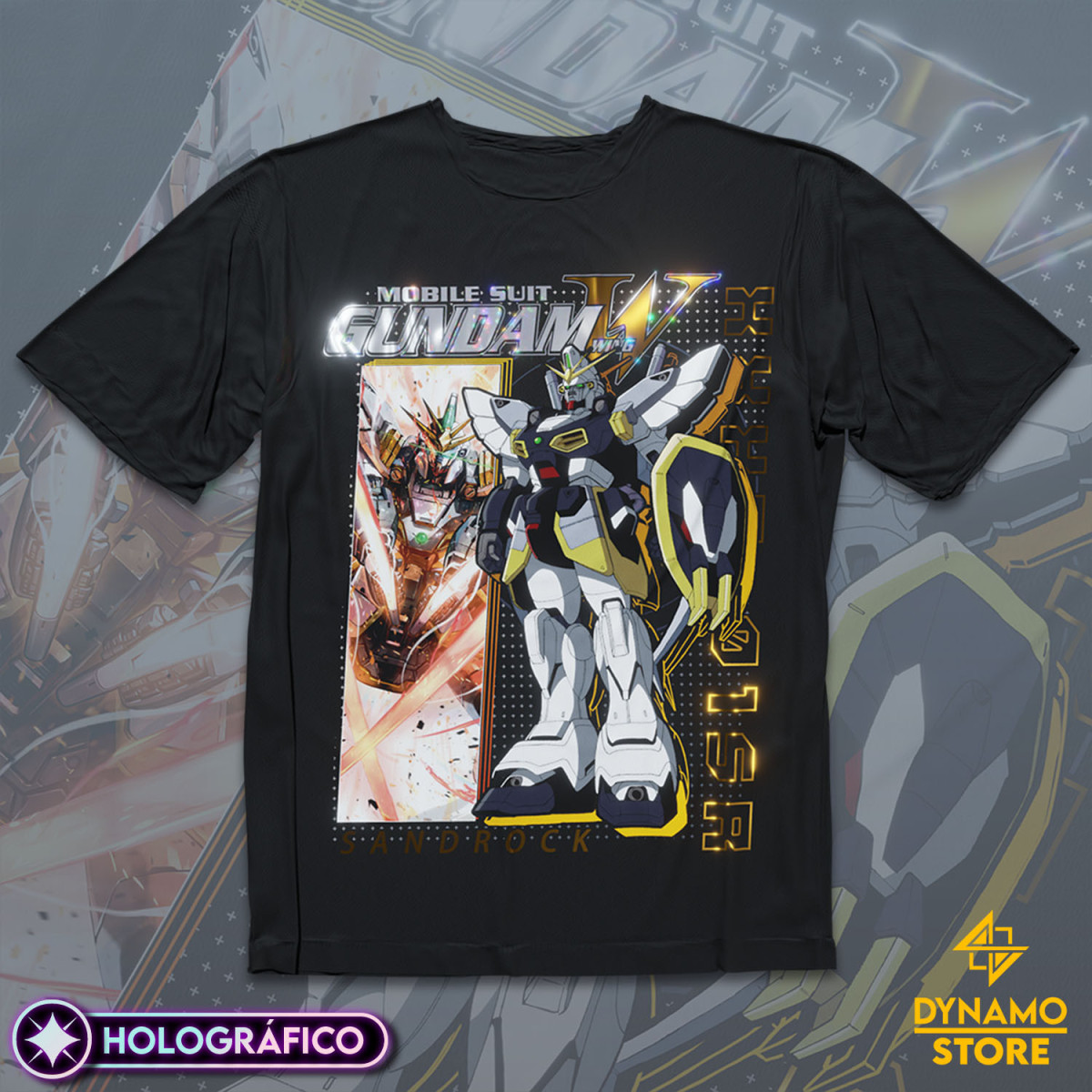 XXXG 01SR Gundam Sandrock - Mobile Suit Gundam Wing - Polera Holográfica - MYTHRIL PRINT