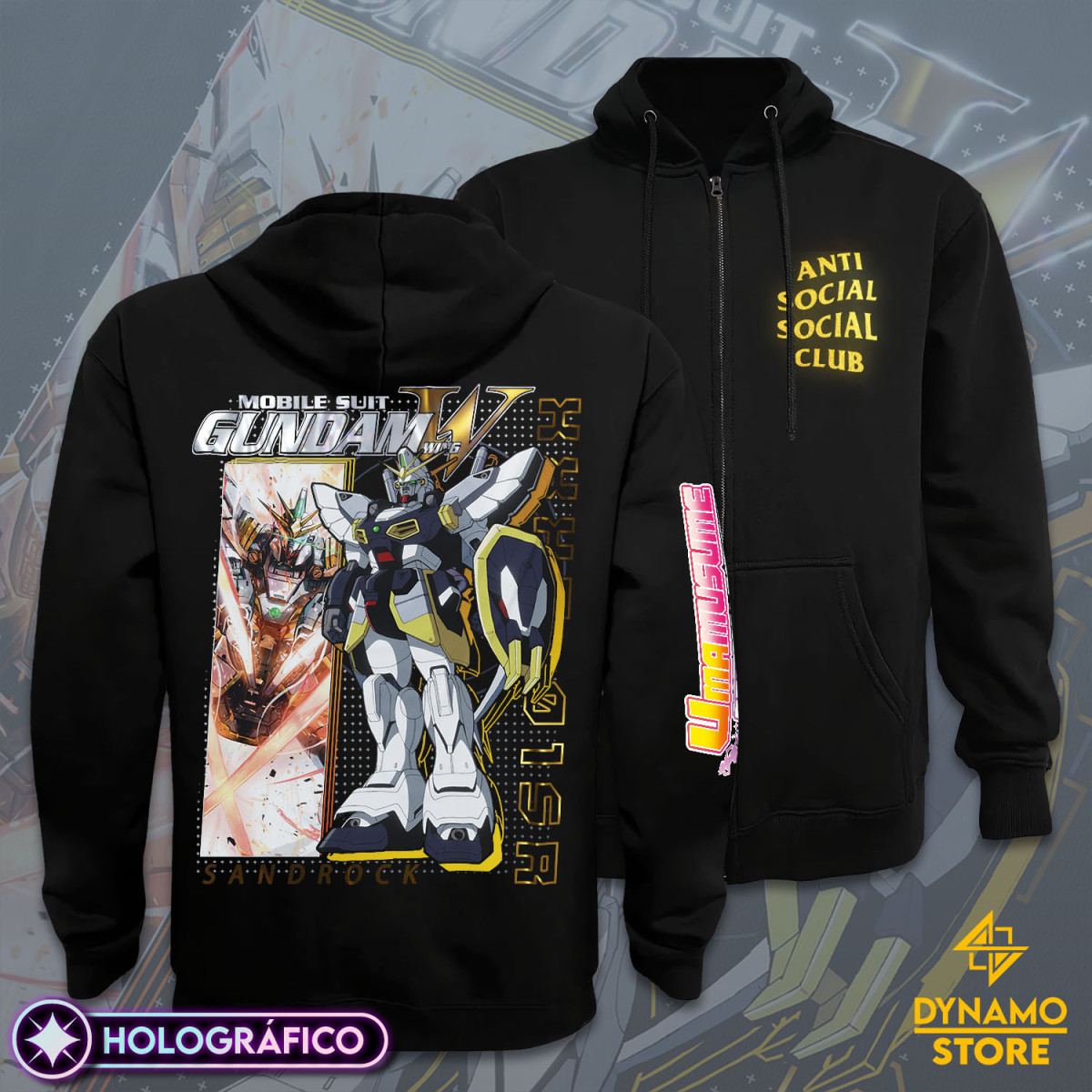 XXXG 01SR Gundam Sandrock - Mobile Suit Gundam Wing - Poleron Holográfica - MYTHRIL PRINT