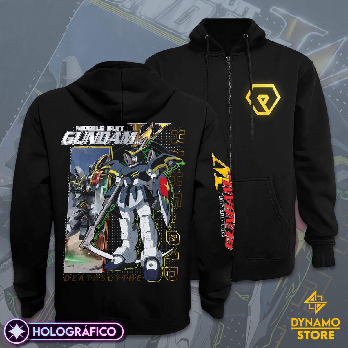 XXXG 01D Gundam Deathscythe - Mobile Suit Gundam Wing - Poleron Holográfica - MYTHRIL PRINT