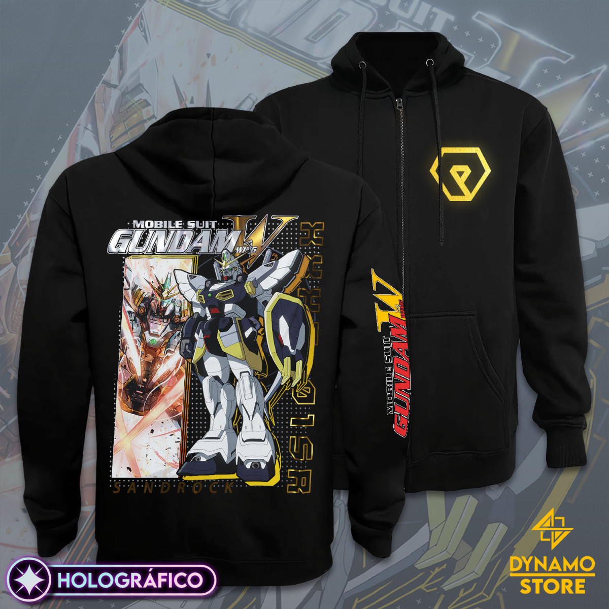 XXXG 01SR Gundam Sandrock - Mobile Suit Gundam Wing - Poleron Holográfica - MYTHRIL PRINT