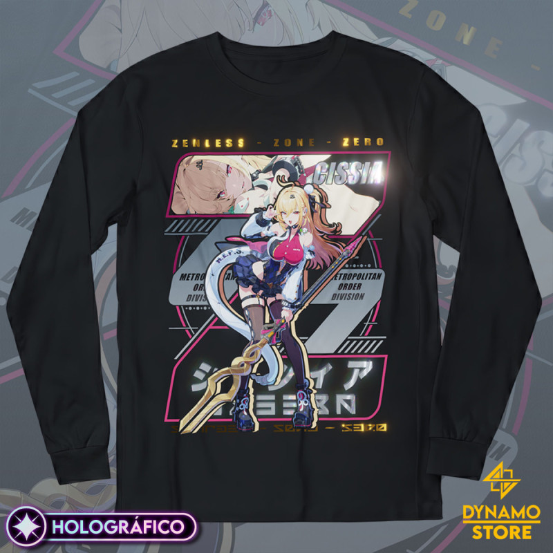 Cissia - Zenless Zone Zero - Polera Manga Larga Holográfica - MYTHRIL PRINT