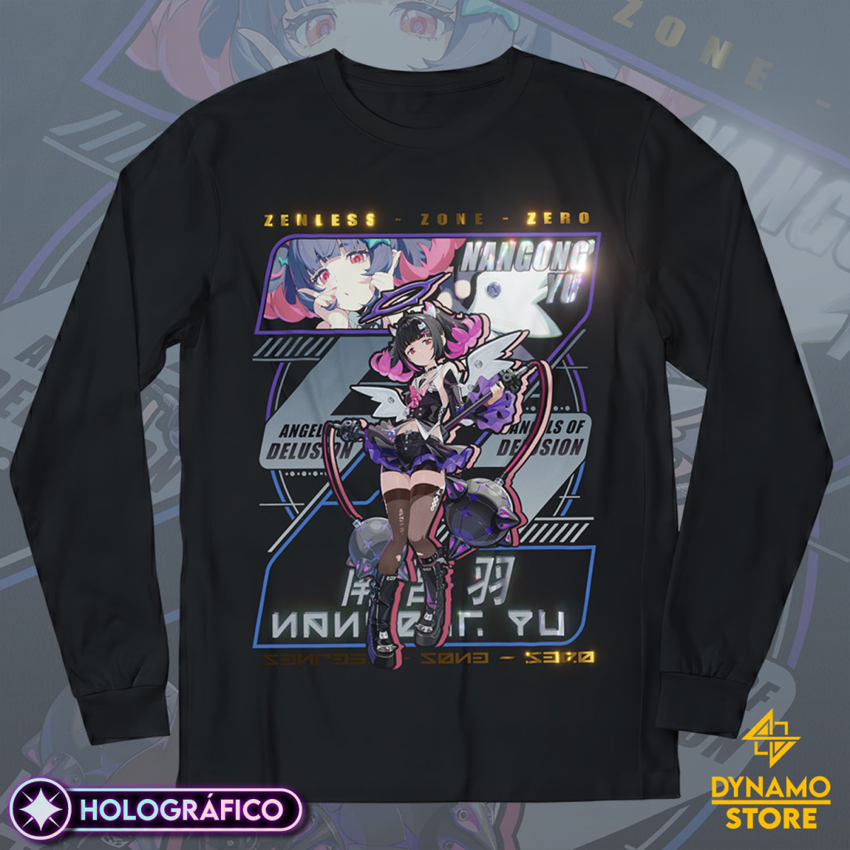 Nangong Yu Rhapsodys Muse - Zenless Zone Zero - Polera Manga Larga Holográfica - MYTHRIL PRINT