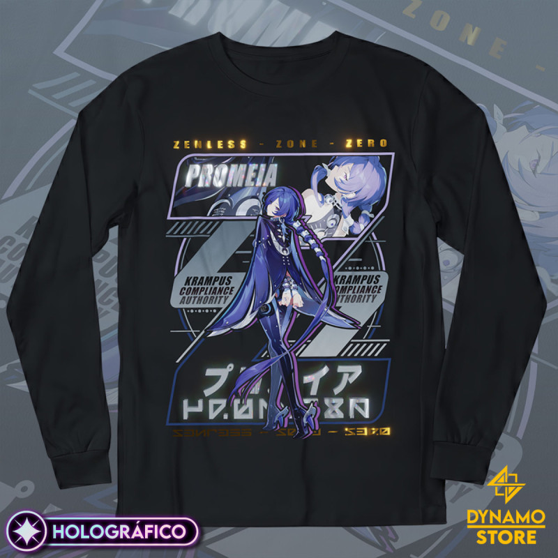 Promeia - Zenless Zone Zero - Polera Manga Larga Holográfica - MYTHRIL PRINT