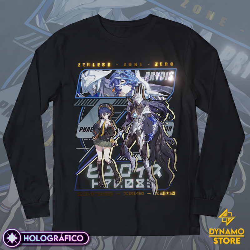 Pyrois Belle - Zenless Zone Zero - Polera Manga Larga Holográfica - MYTHRIL PRINT