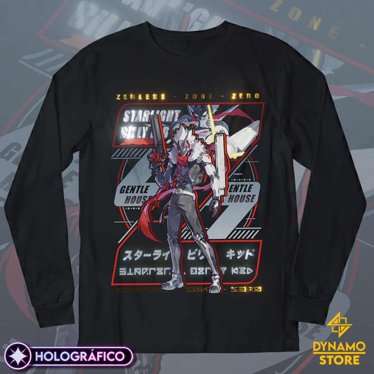 Starlight Billy Kid - Zenless Zone Zero - Polera Manga Larga Holográfica - MYTHRIL PRINT