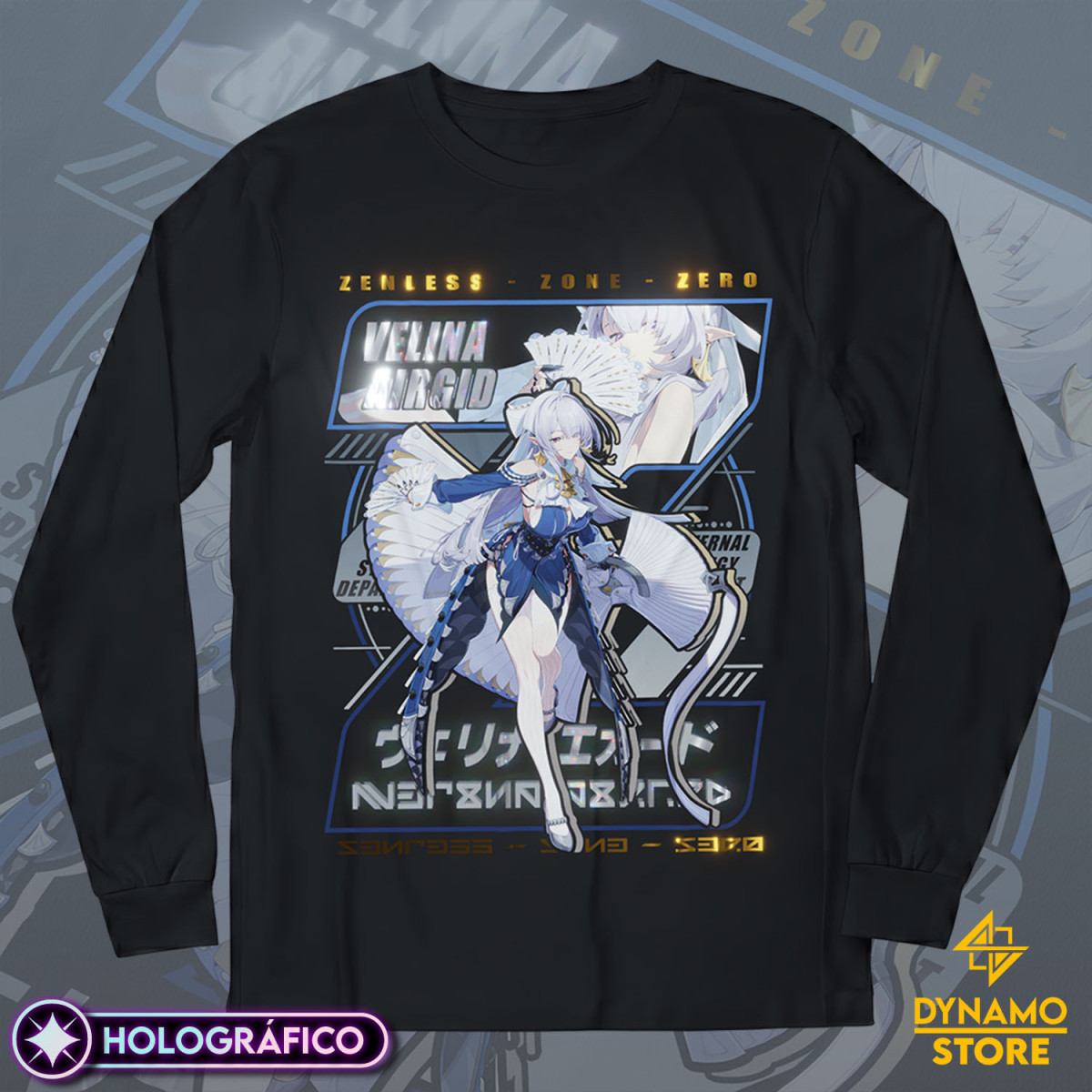 Velina Airgid - Zenless Zone Zero - Polera Manga Larga Holográfica - MYTHRIL PRINT