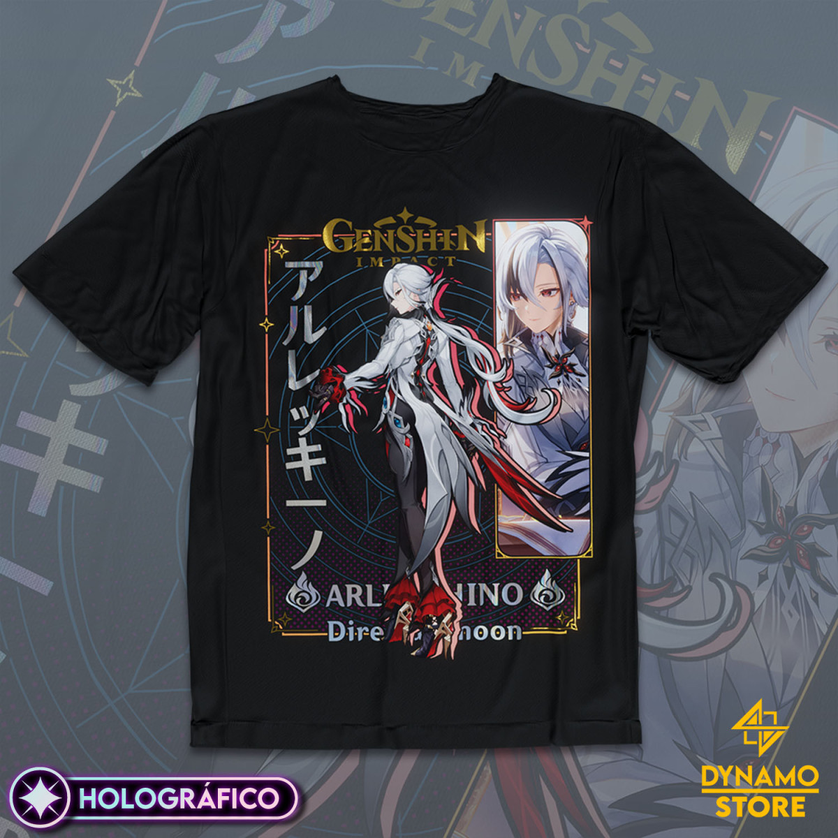 Arlecchino - Genshin Impact - Polera Holográfica - MYTHRIL PRINT