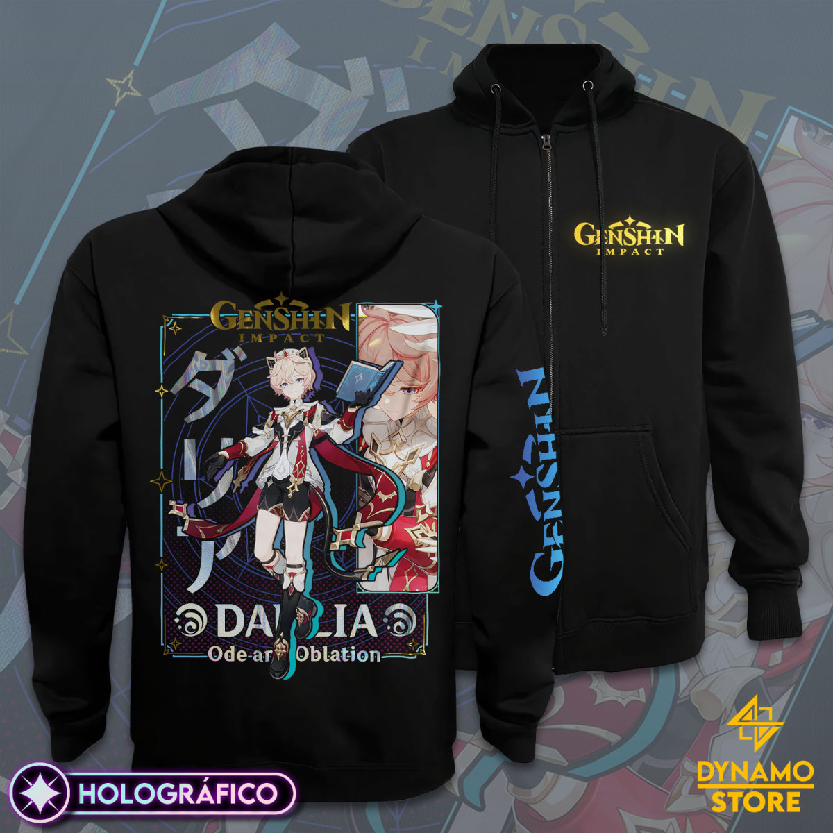 Dahlia - Genshin Impact - Poleron Holográfica - MYTHRIL PRINT