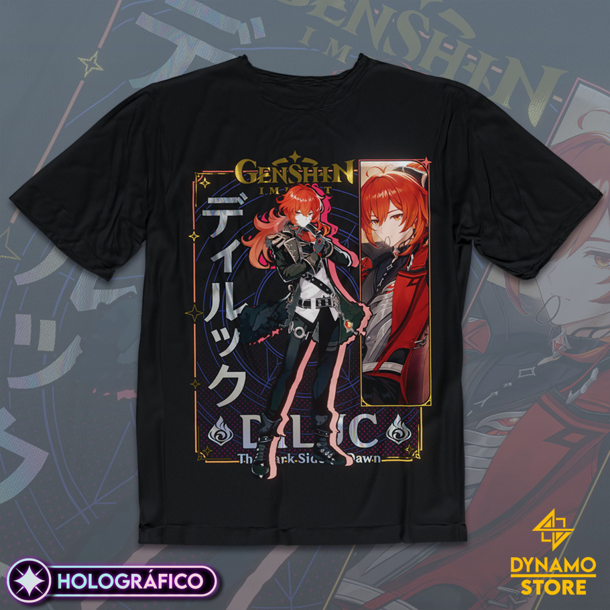 Diluc - Genshin Impact - Polera Holográfica - MYTHRIL PRINT