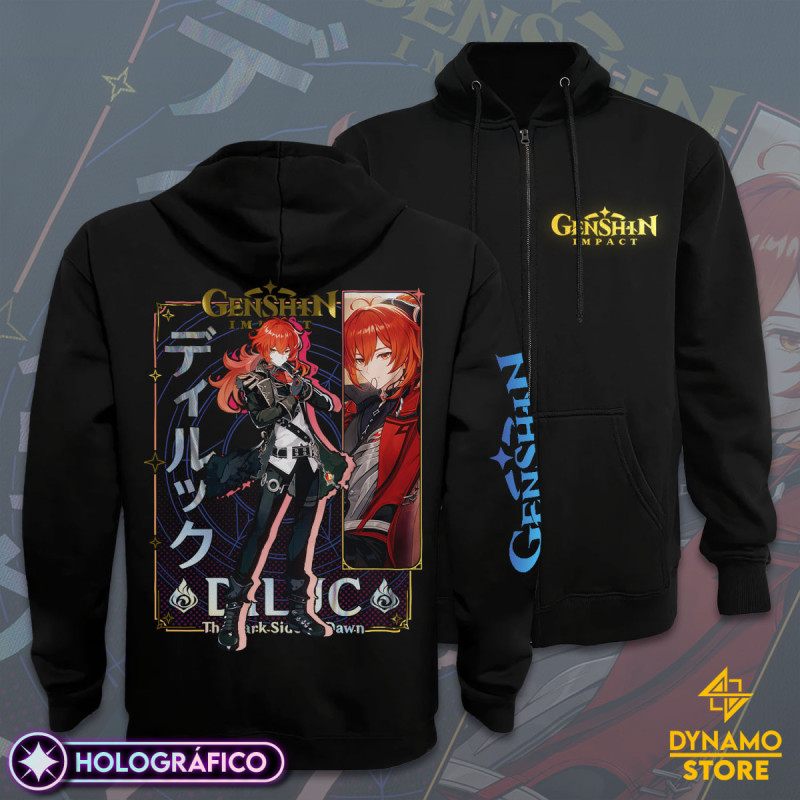 Diluc - Genshin Impact - Poleron Holográfica - MYTHRIL PRINT
