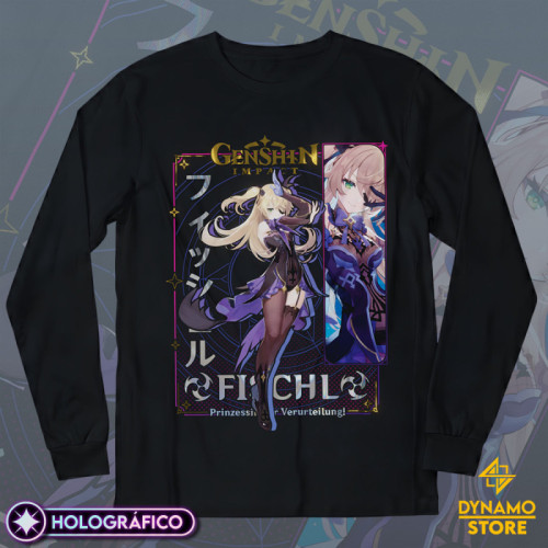 Fischl - Genshin Impact - Polera Manga Larga Holográfica - MYTHRIL PRINT
