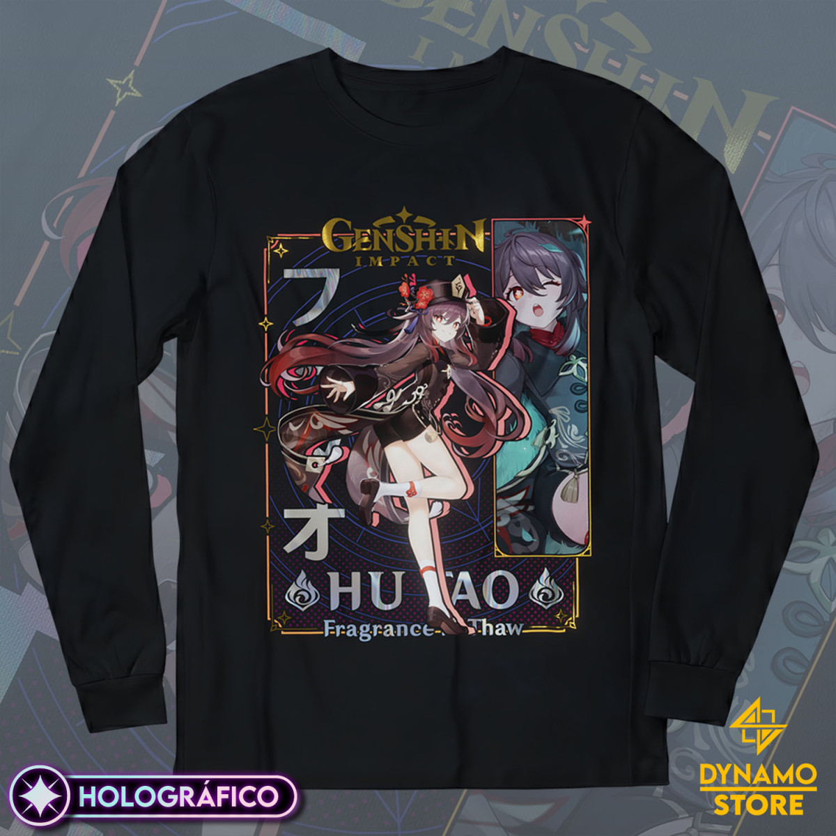 Hu Tao - Genshin Impact - Polera Manga Larga Holográfica - MYTHRIL PRINT