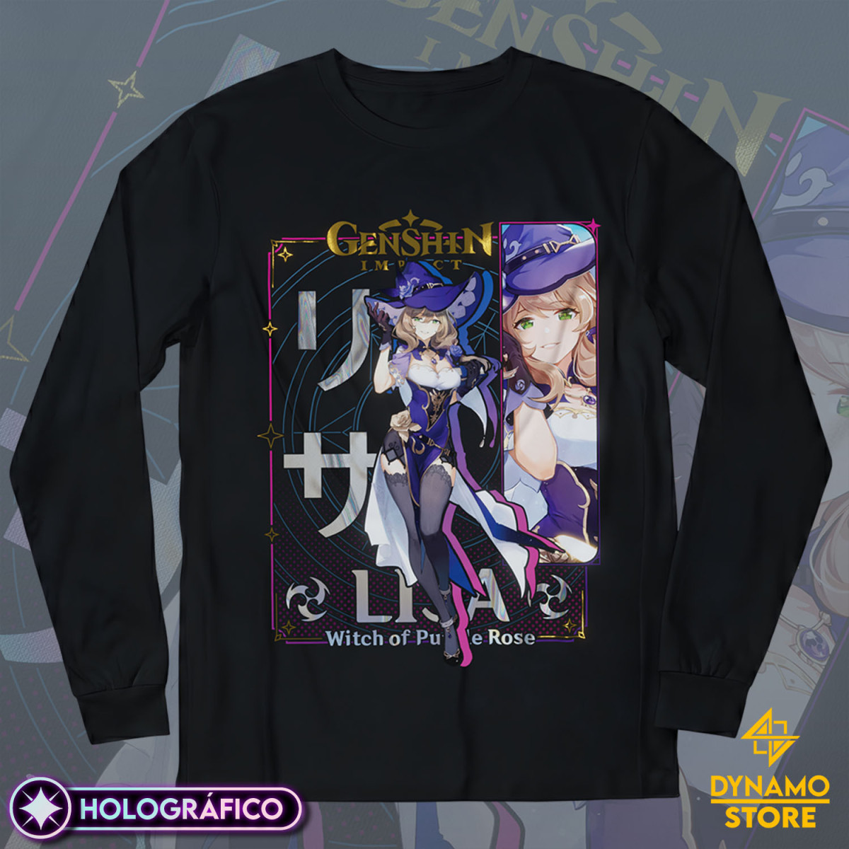Lisa - Genshin Impact - Polera Manga Larga Holográfica - MYTHRIL PRINT