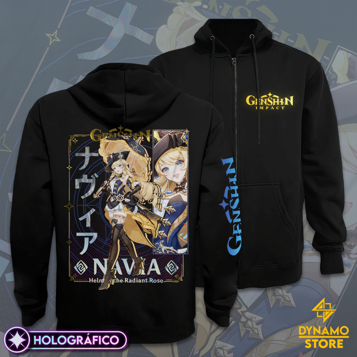 Navia - Genshin Impact - Poleron Holográfica - MYTHRIL PRINT