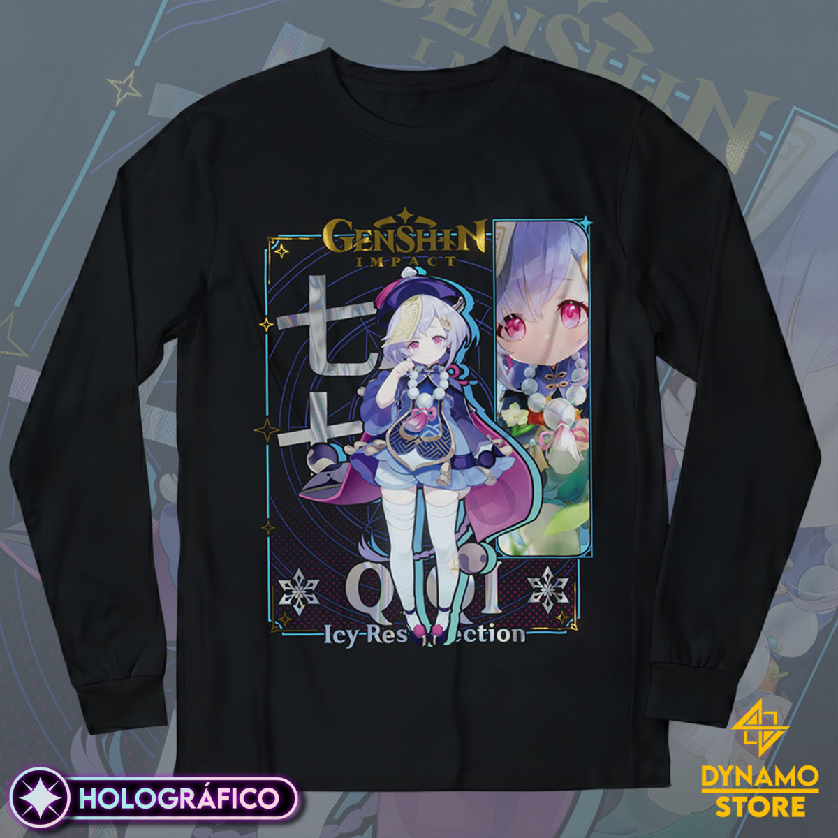 Qiqi - Genshin Impact - Polera Manga Larga Holográfica - MYTHRIL PRINT