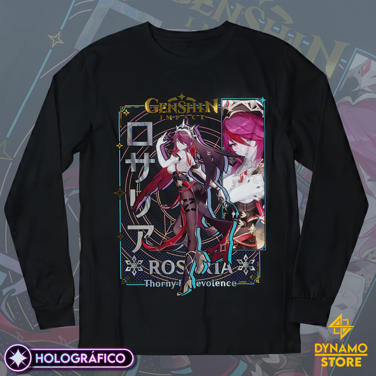 Rosaria - Genshin Impact - Polera Manga Larga Holográfica - MYTHRIL PRINT