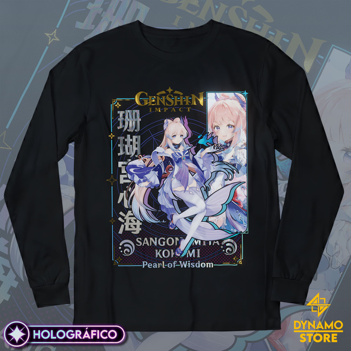 Sangonomiya Kokomi - Genshin Impact - Polera Manga Larga Holográfica - MYTHRIL PRINT