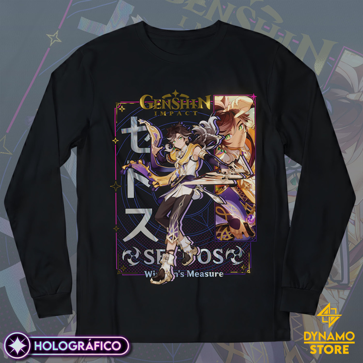 Sethos - Genshin Impact - Polera Manga Larga Holográfica - MYTHRIL PRINT