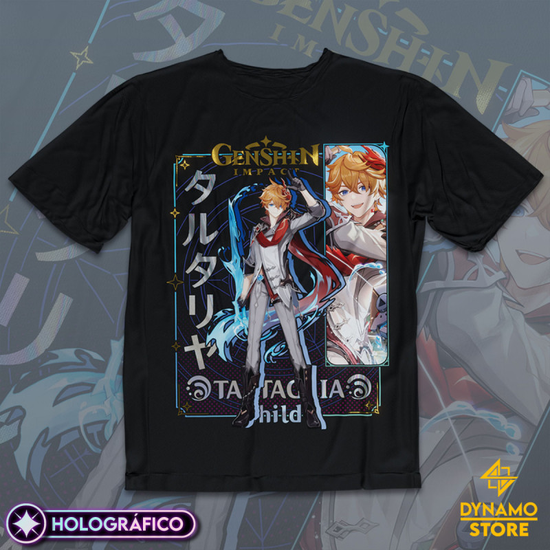 Tartaglia - Genshin Impact - Polera Holográfica - MYTHRIL PRINT