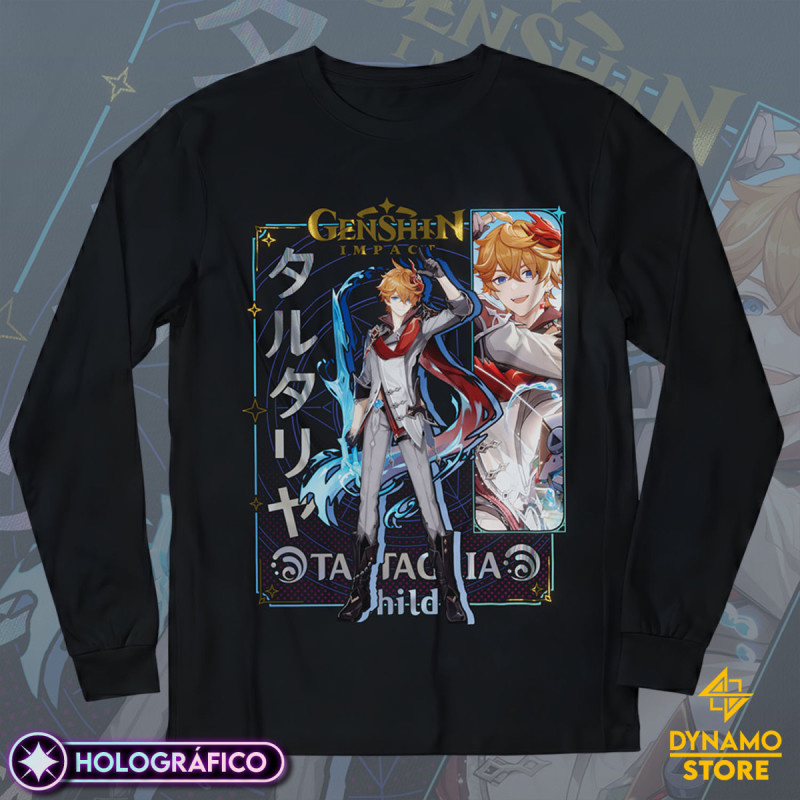 Tartaglia - Genshin Impact - Polera Manga Larga Holográfica - MYTHRIL PRINT