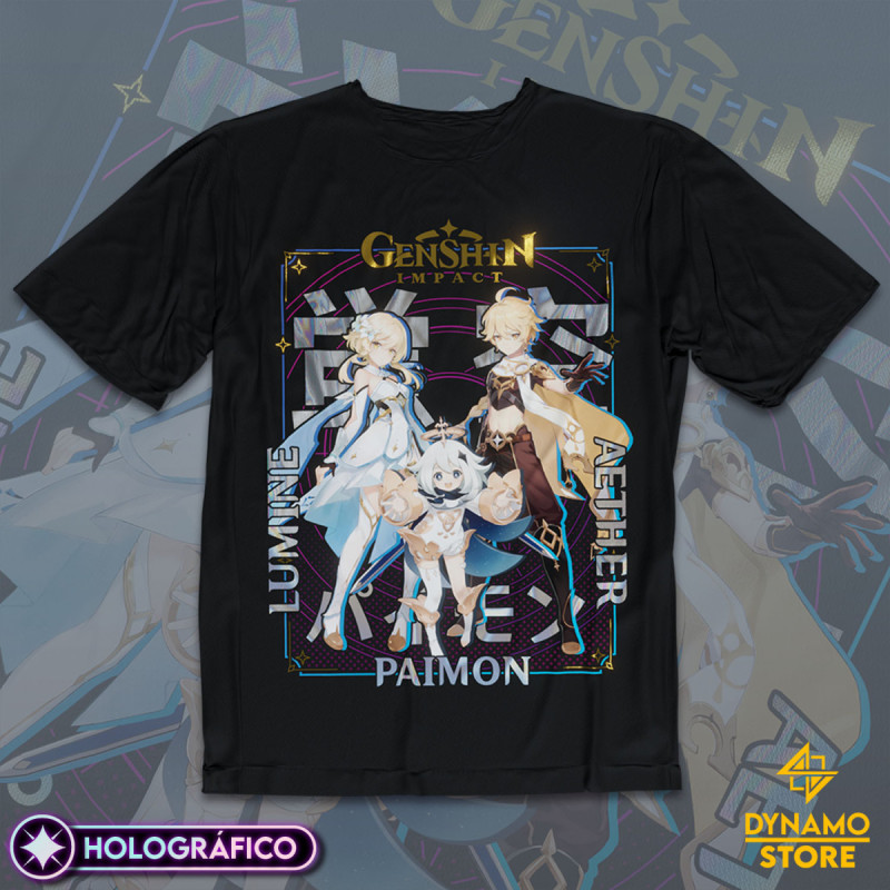 Travellers - Genshin Impact - Polera Holográfica - MYTHRIL PRINT