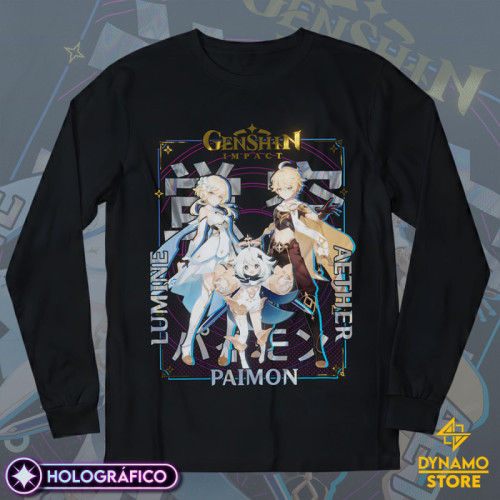 Travellers - Genshin Impact - Polera Manga Larga Holográfica - MYTHRIL PRINT