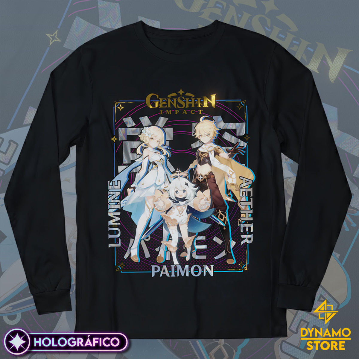 Travellers - Genshin Impact - Polera Manga Larga Holográfica - MYTHRIL PRINT