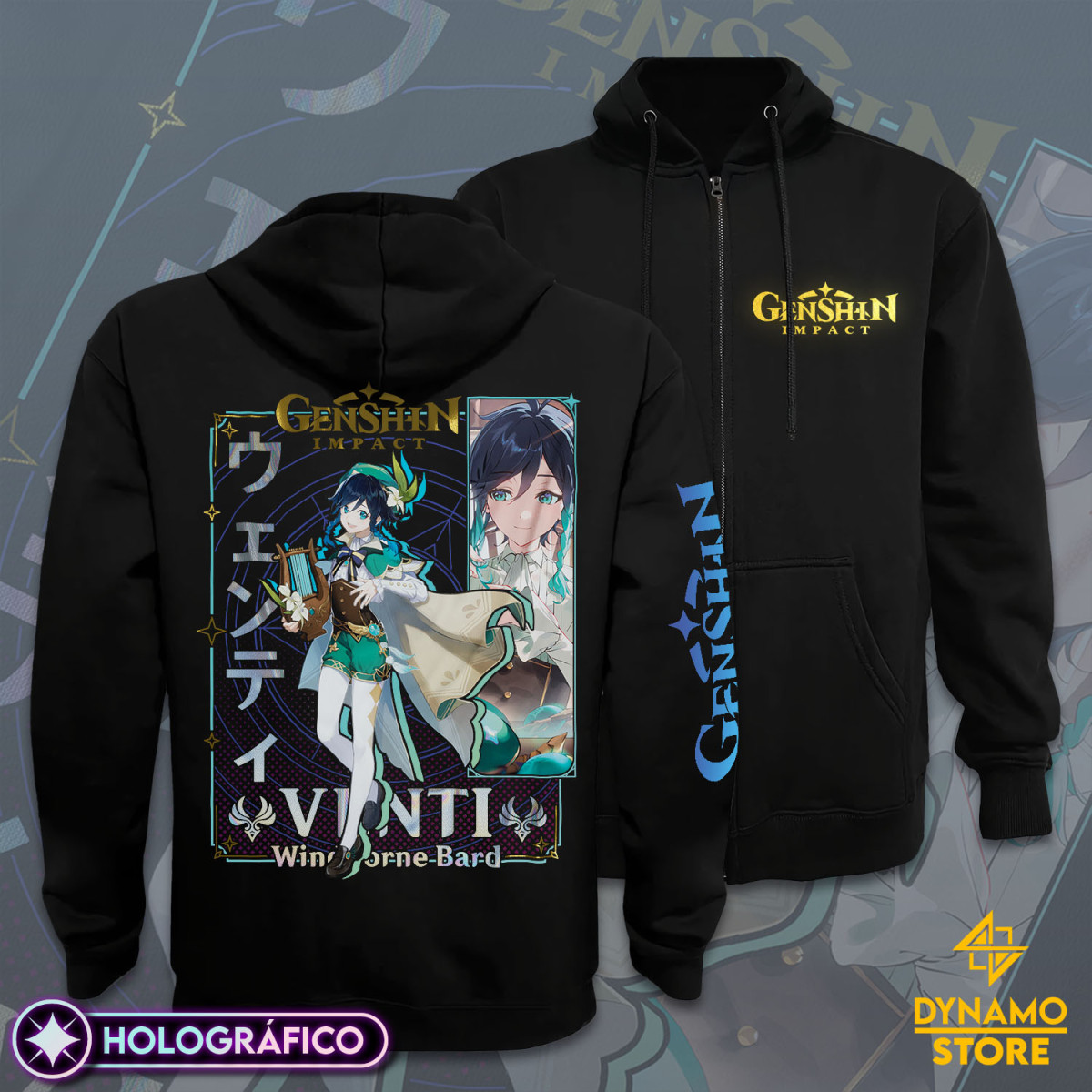 Venti - Genshin Impact - Poleron Holográfica - MYTHRIL PRINT