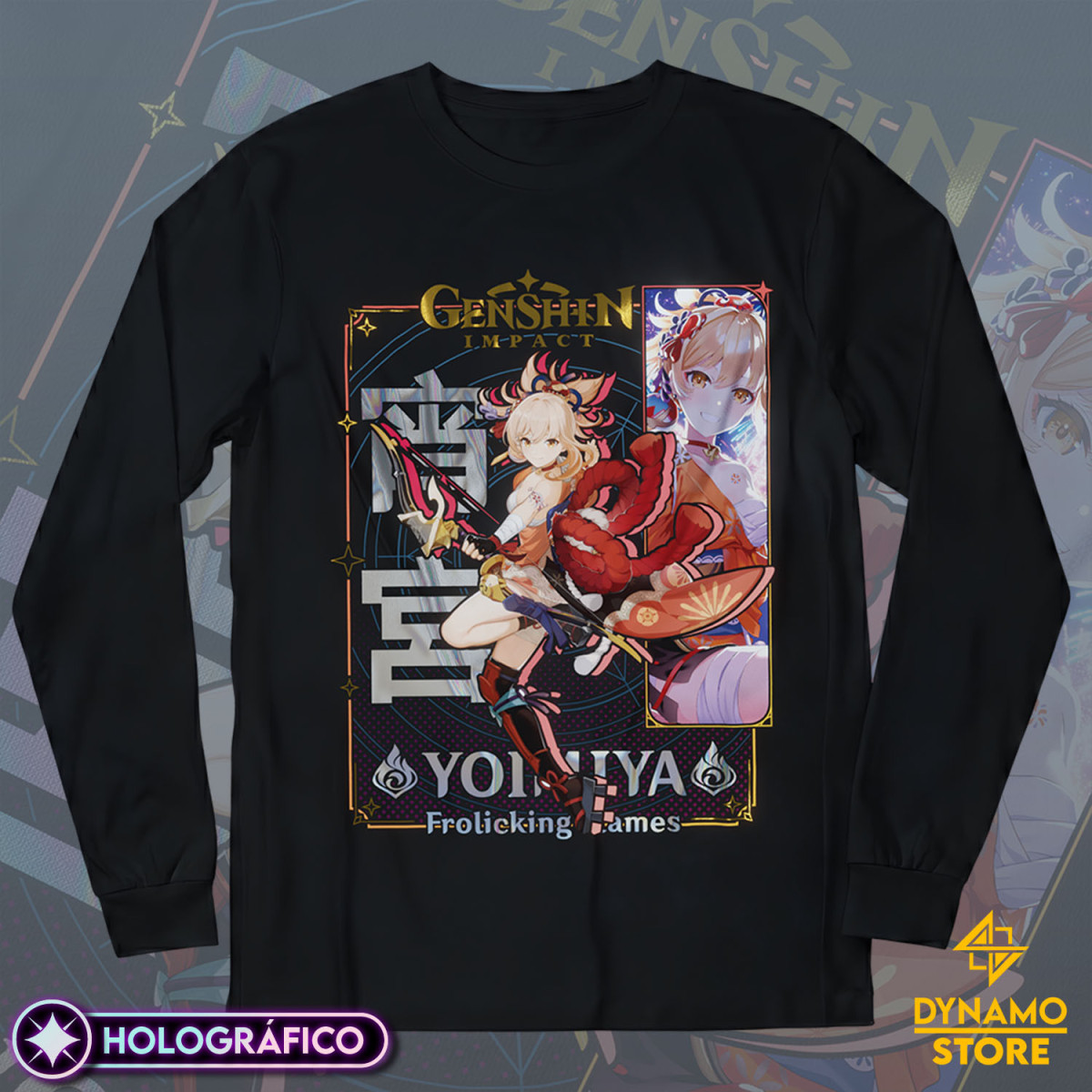 Yoimiya - Genshin Impact - Polera Manga Larga Holográfica - MYTHRIL PRINT