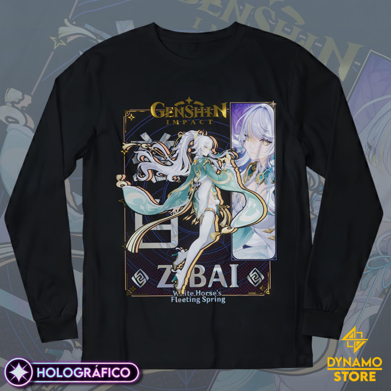 Zibai - Genshin Impact - Polera Manga Larga Holográfica - MYTHRIL PRINT