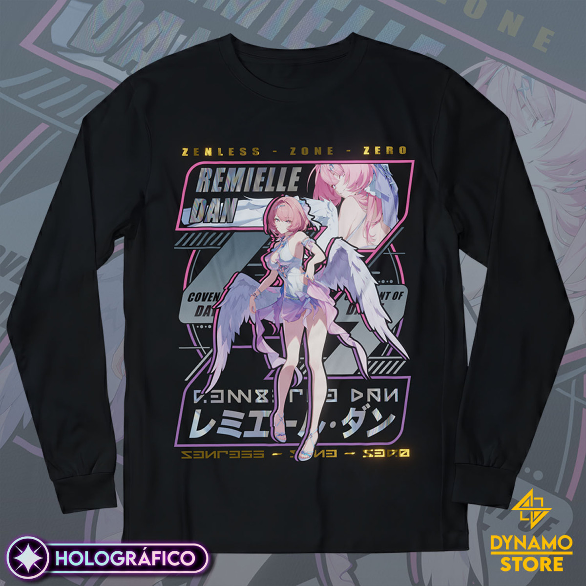Remielle Dan Seashade Pas Seu - Zenless Zone Zero - Polera Manga Larga Holográfica - MYTHRIL PRINT