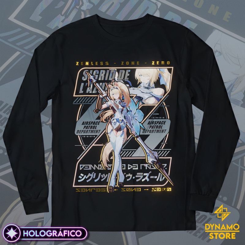 Sigrid de Lazur - Zenless Zone Zero - Polera Manga Larga Holográfica - MYTHRIL PRINT