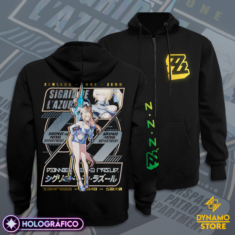 Sigrid de Lazur Majestic Wavechaser - Zenless Zone Zero - Poleron Holográfica - MYTHRIL PRINT