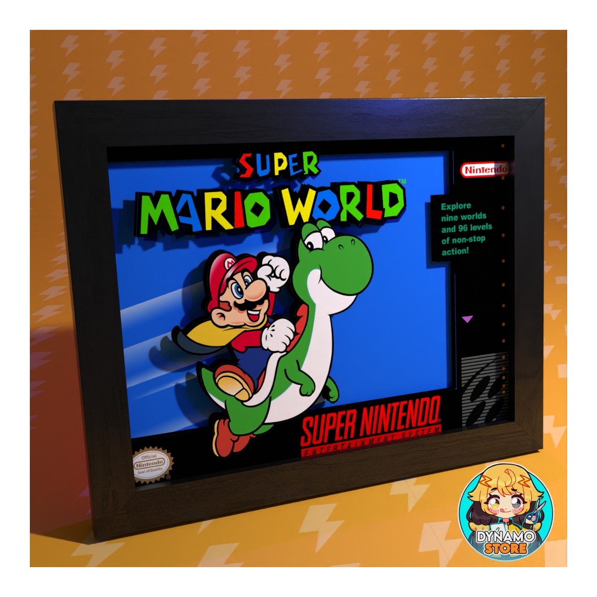 SNES Cover, Super Mario World - Cuadro 3D