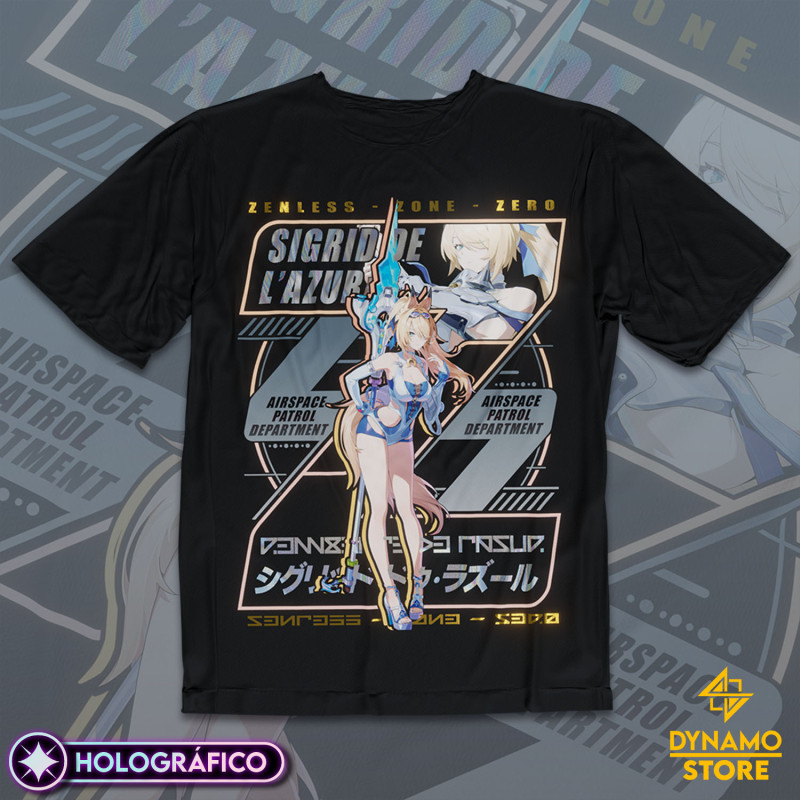 Sigrid de Lazur Majestic Wavechaser - Zenless Zone Zero - Polera Holográfica - MYTHRIL PRINT