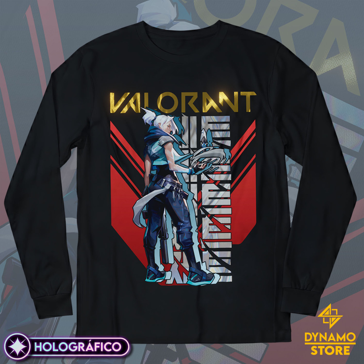 Jett - Valorant - Polera Manga Larga Holográfica - MYTHRIL PRINT