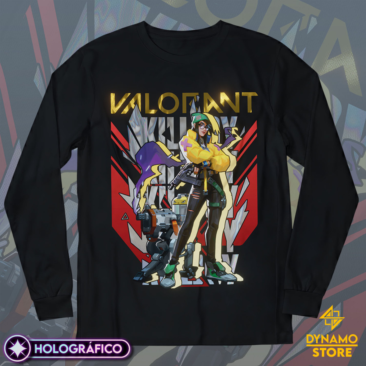 Killjoy - Valorant - Polera Manga Larga Holográfica - MYTHRIL PRINT