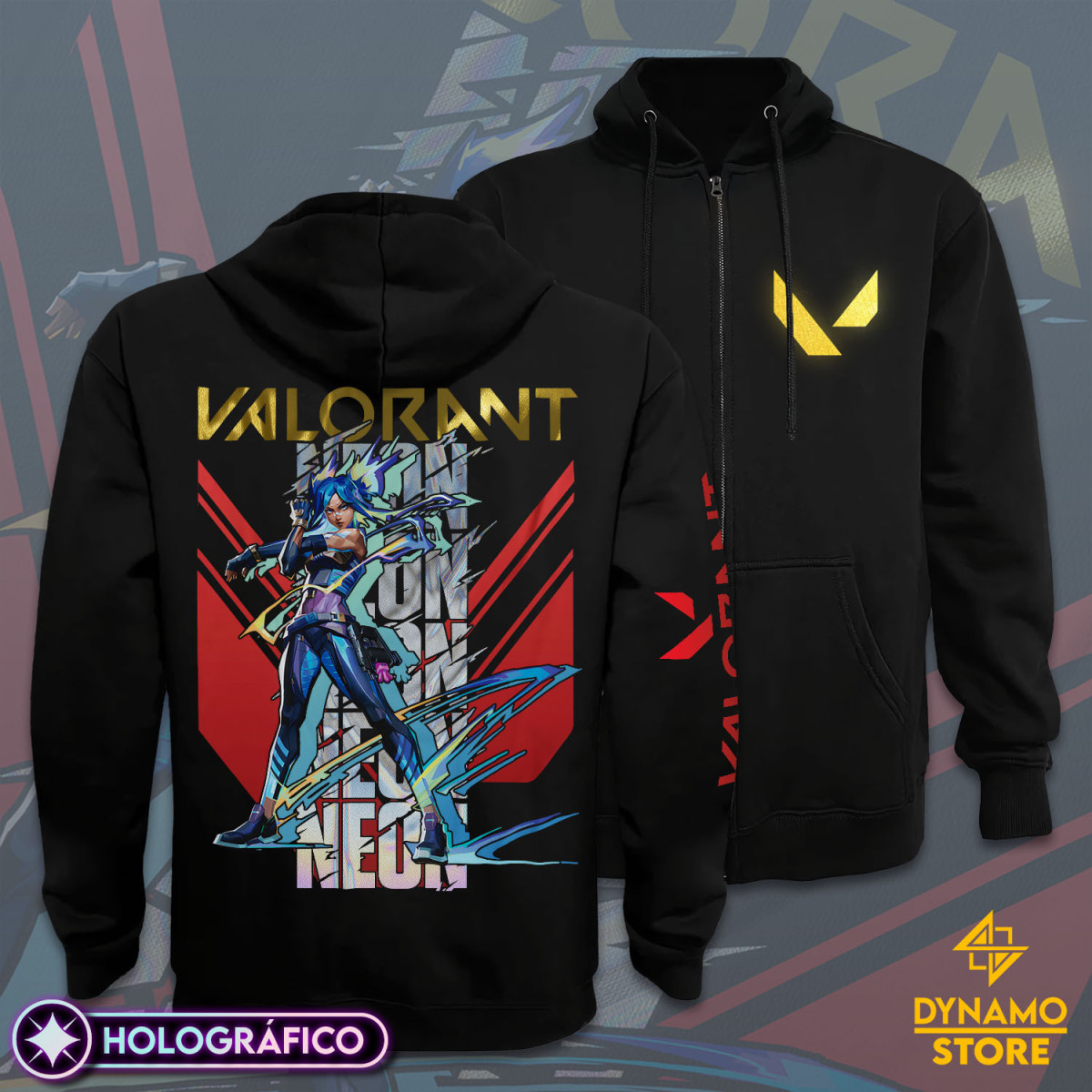 Neon - Valorant - Poleron Holográfica - MYTHRIL PRINT