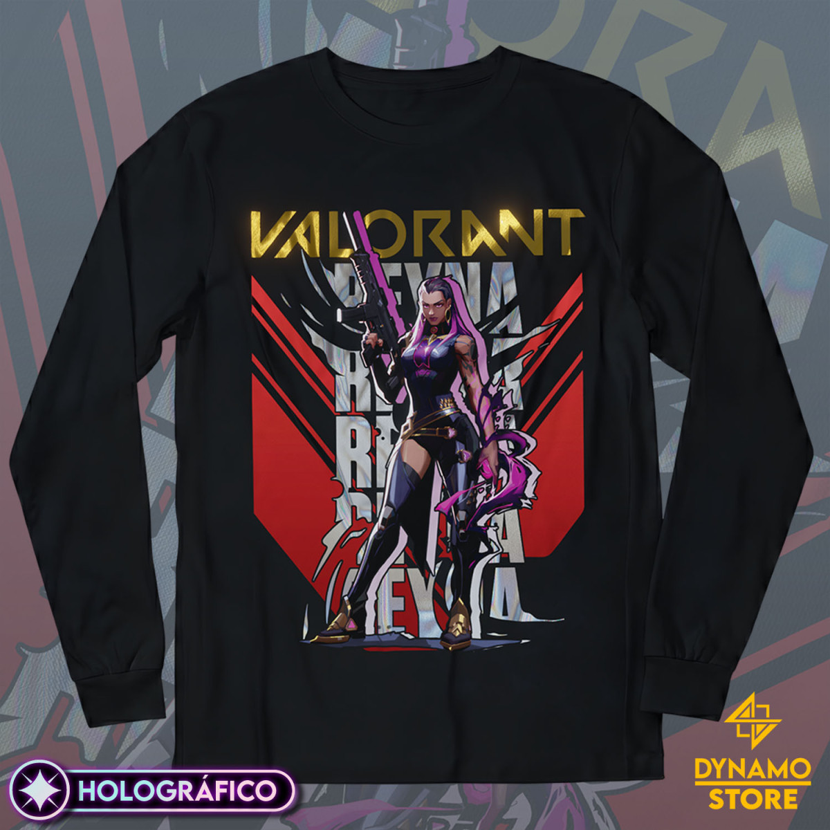 Reyna - Valorant - Polera Manga Larga Holográfica - MYTHRIL PRINT