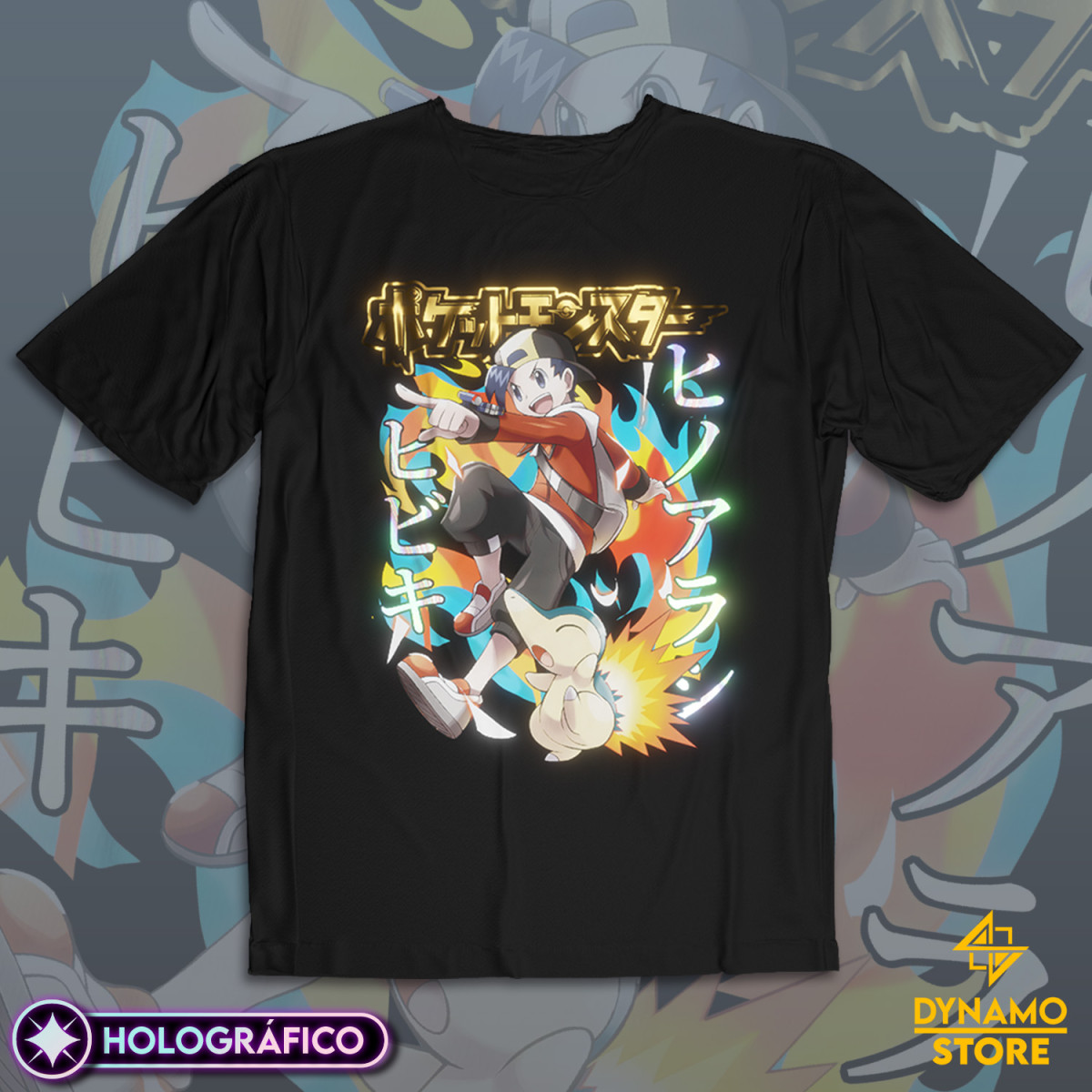 Gold / Eco / Hibiki - Pokemon Silver, Gold y Crystal - Polera Holográfica