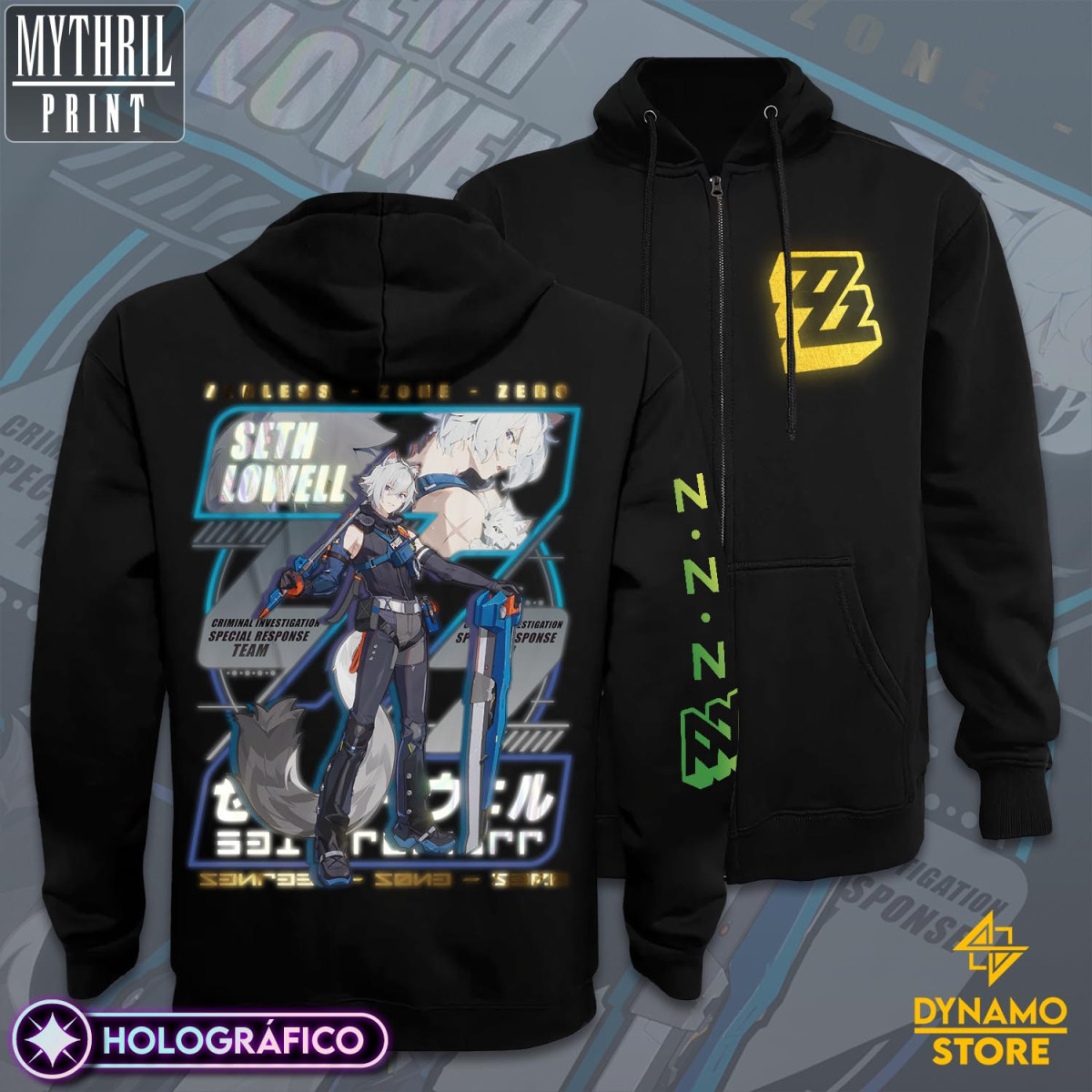 Seth  - Zenless Zone Zero - Poleron Holográfica - MYTHRIL PRINT